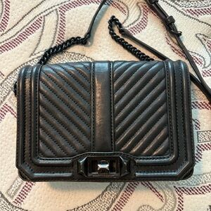 Black Chevron Quilted Crossbody Bag